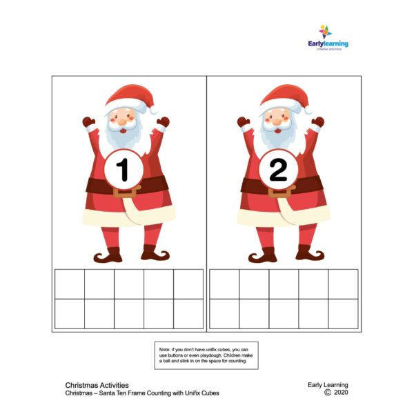 Santa Ten Counting with Unifix Cubes